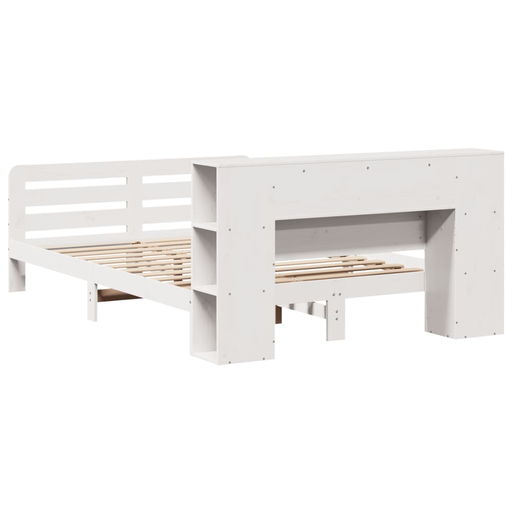 Cadre de lit sans matelas blanc 135x190 cm bois de pin massif - XIOS