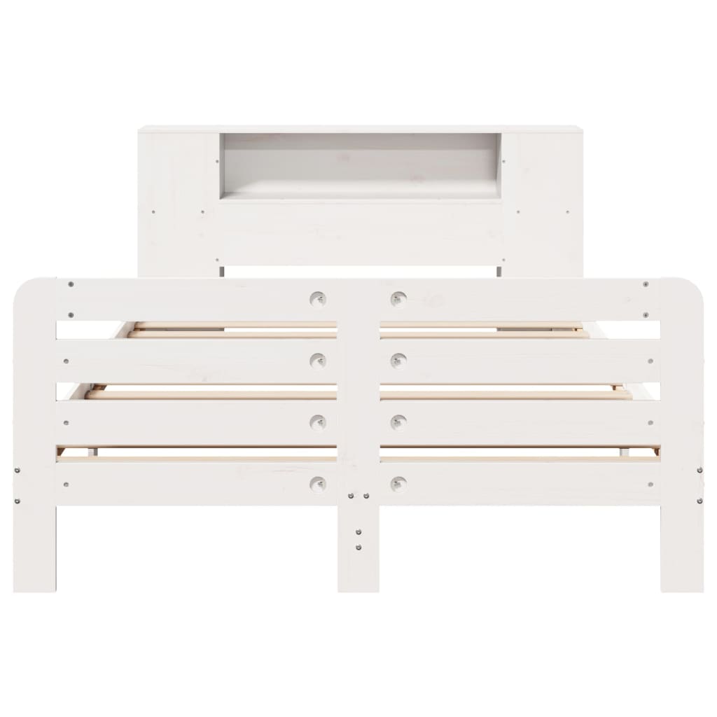 Cadre de lit sans matelas blanc 140x190 cm bois de pin massif - XIOS