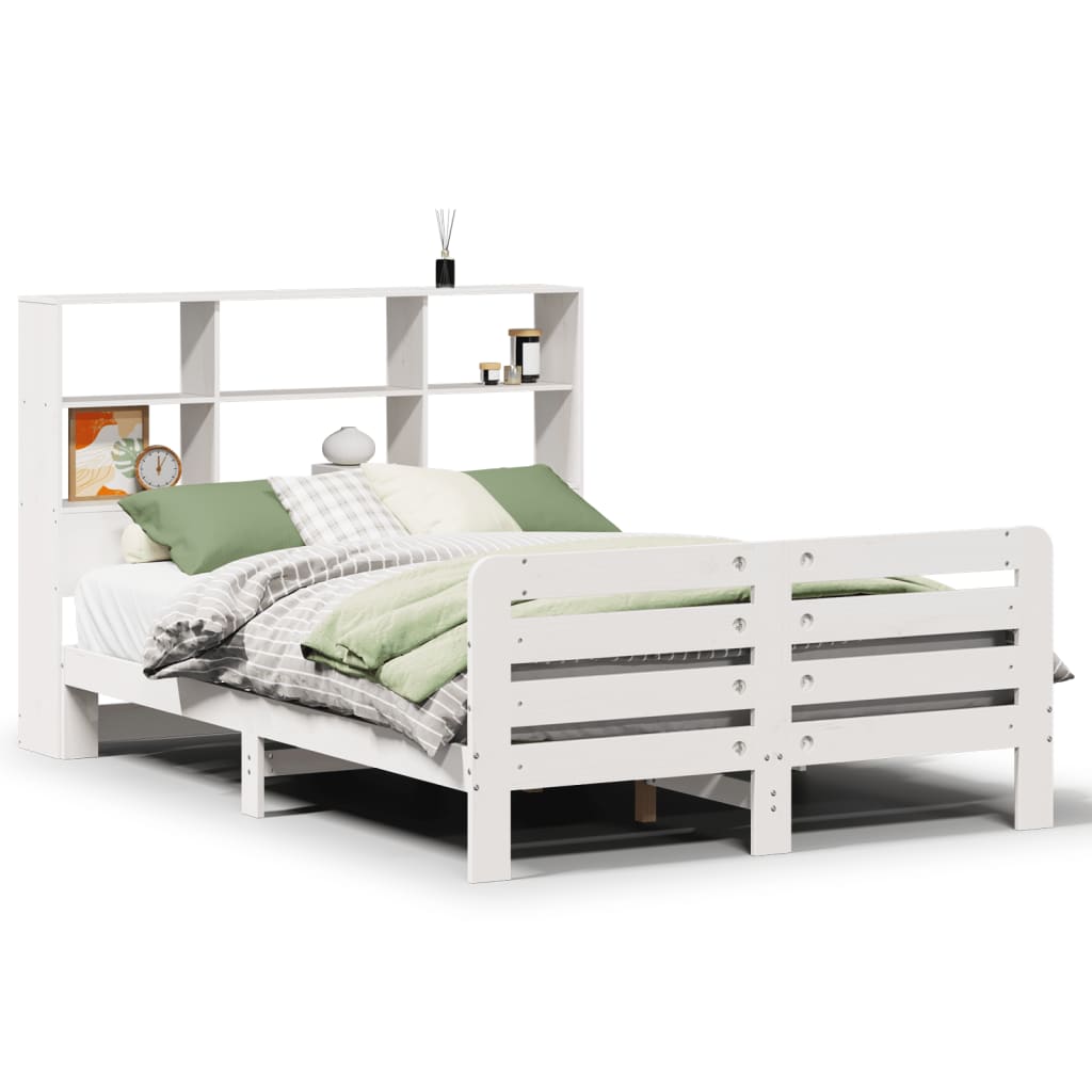 Cadre de lit sans matelas blanc 140x200 cm bois de pin massif - XIOS
