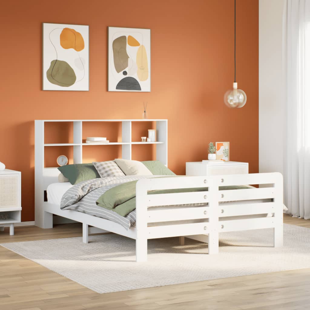 Cadre de lit sans matelas blanc 160x200 cm bois de pin massif - XIOS