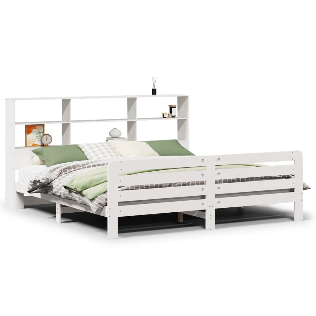 Cadre de lit sans matelas blanc 180x200 cm bois massif de pin - XIOS