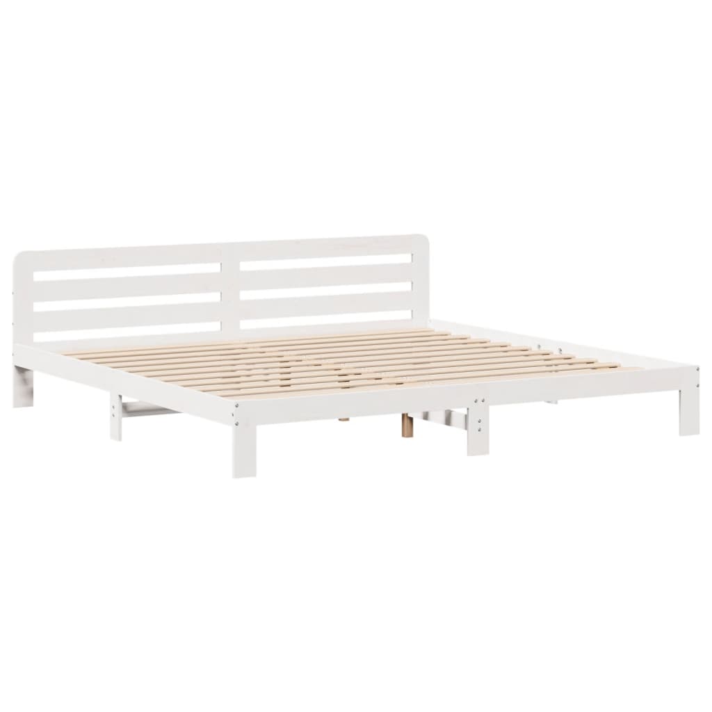 Cadre de lit sans matelas blanc 180x200 cm bois massif de pin - XIOS