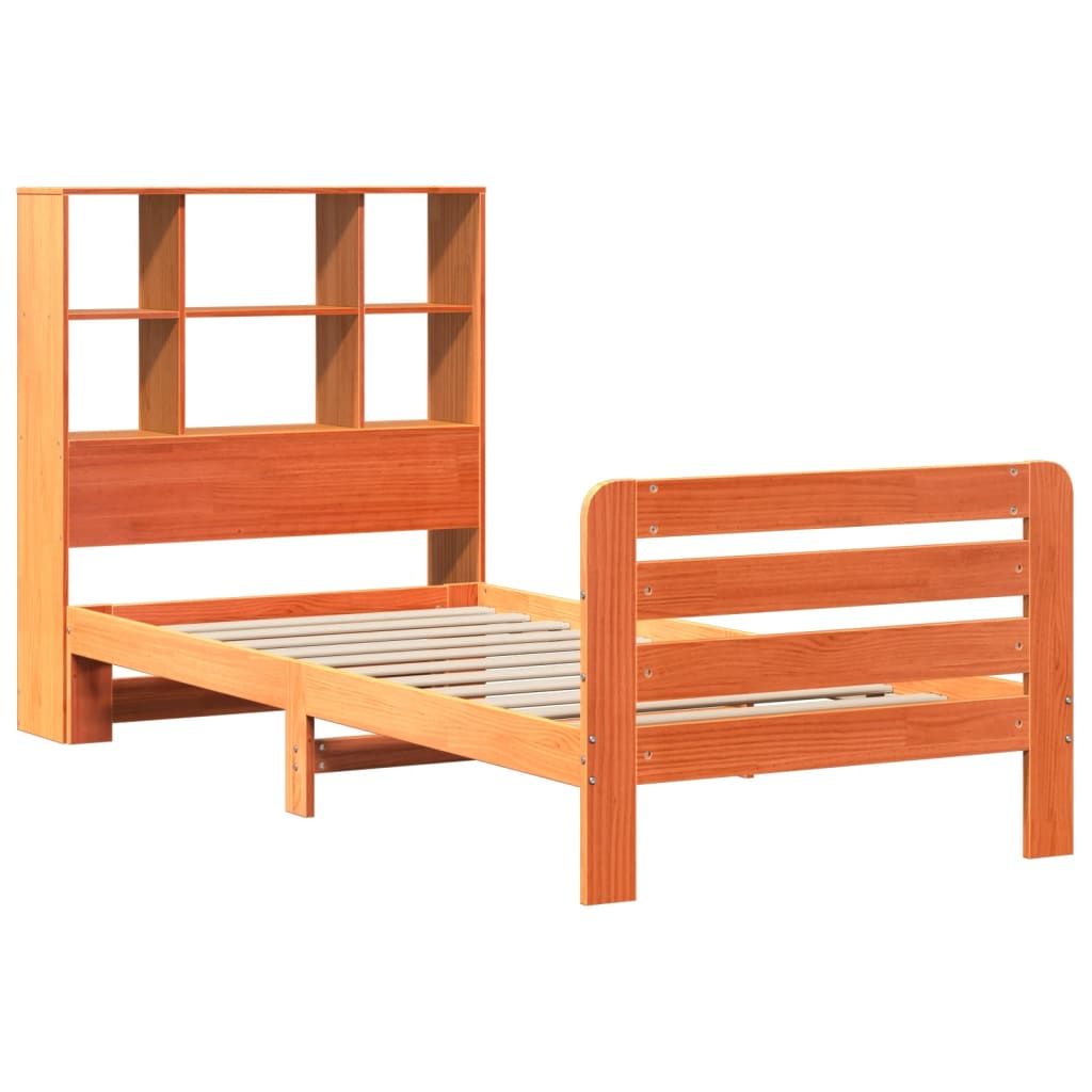Cadre de lit sans matelas cire marron 90x190 cm bois pin massif - XIOS