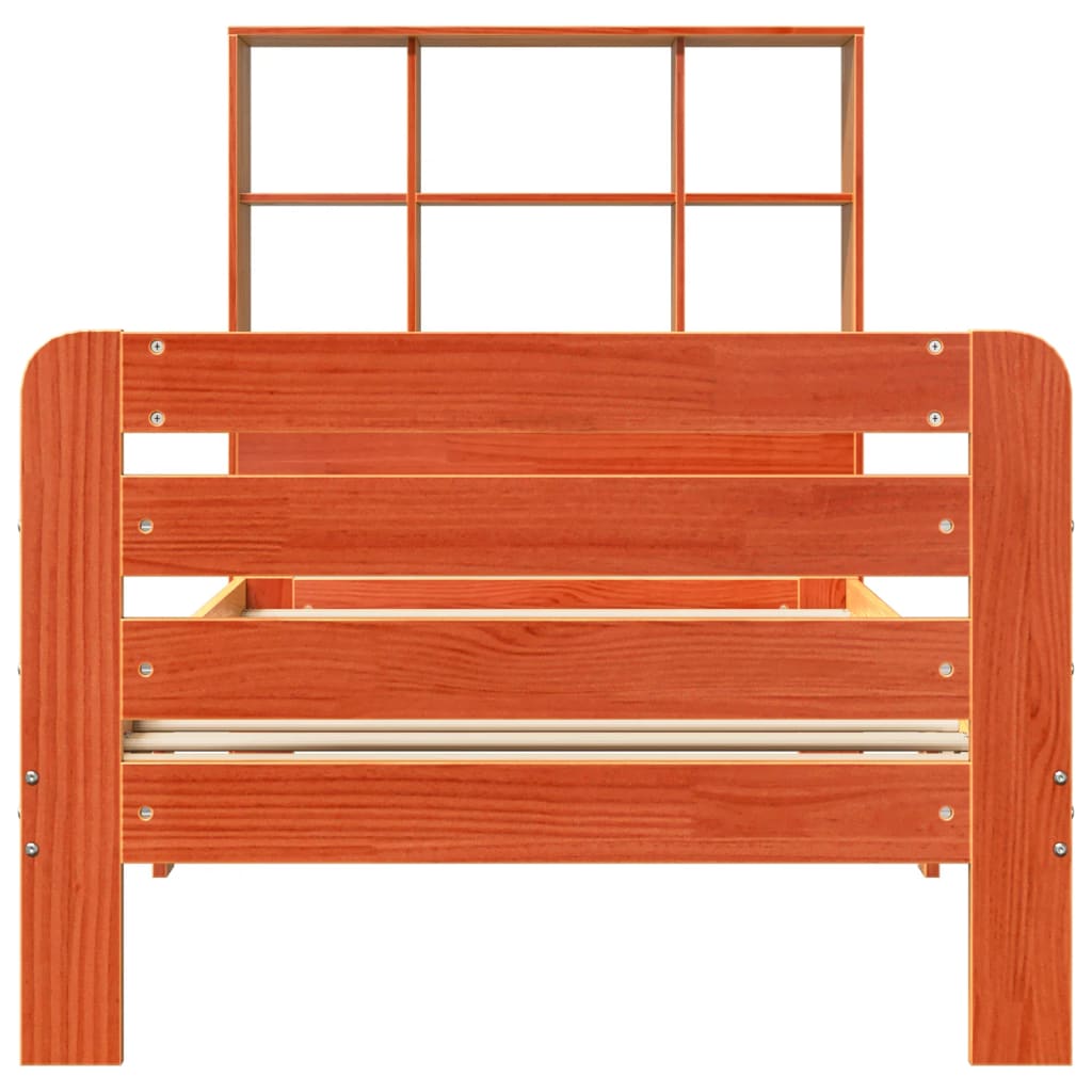 Cadre de lit sans matelas cire marron 90x190 cm bois pin massif - XIOS