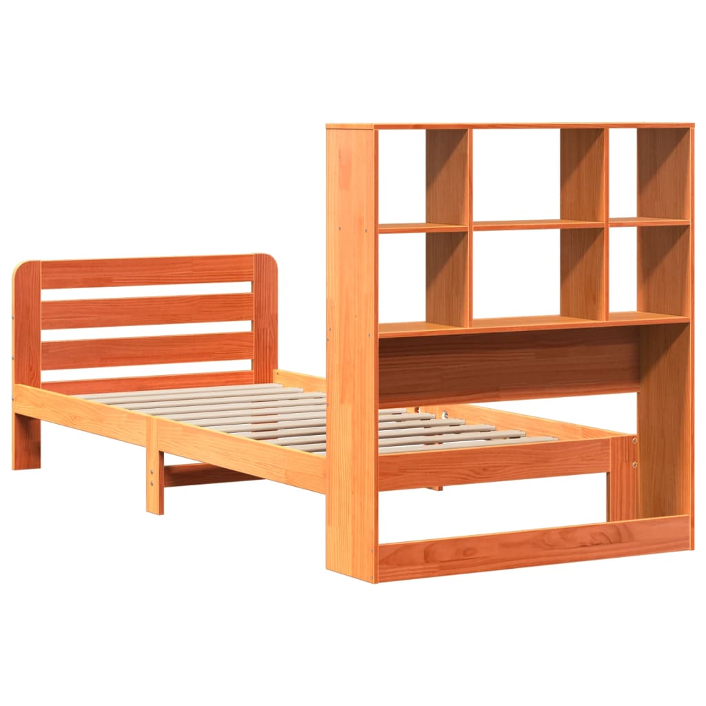 Cadre de lit sans matelas cire marron 90x190 cm bois pin massif - XIOS