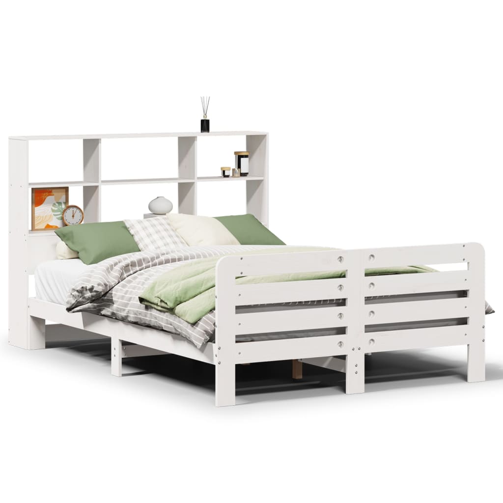 Cadre de lit sans matelas blanc 140x190 cm bois de pin massif - XIOS