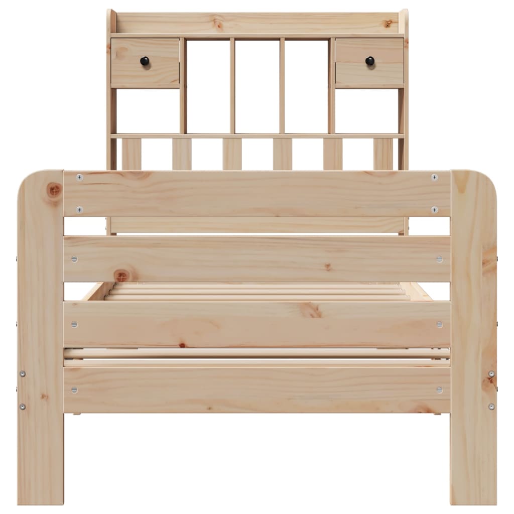 Lit bibliothèque sans matelas 90x200 cm bois de pin massif - XIOS