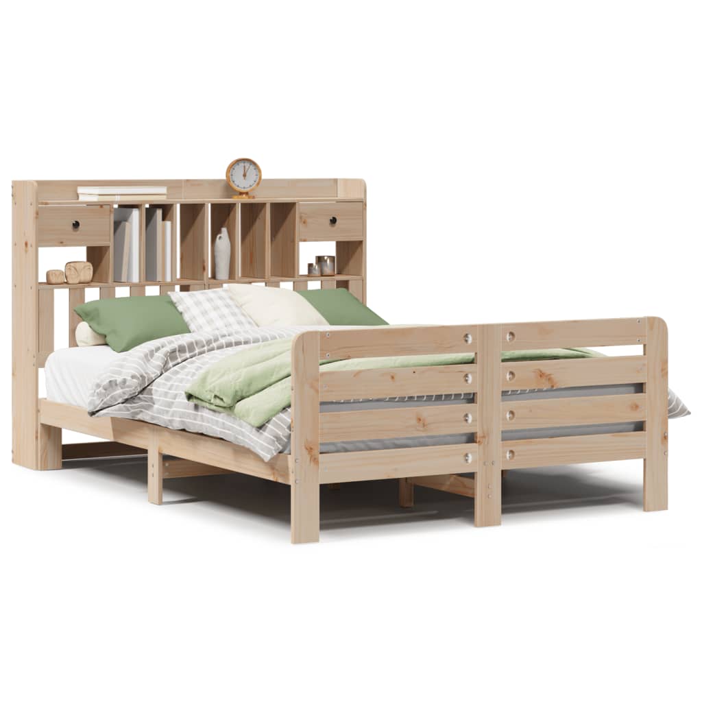 Lit bibliothèque sans matelas 160x200 cm bois massif de pin - XIOS
