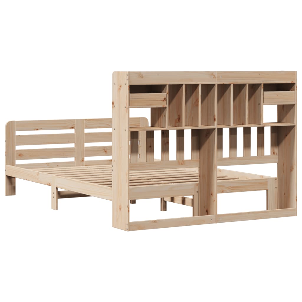 Lit bibliothèque sans matelas 160x200 cm bois massif de pin - XIOS