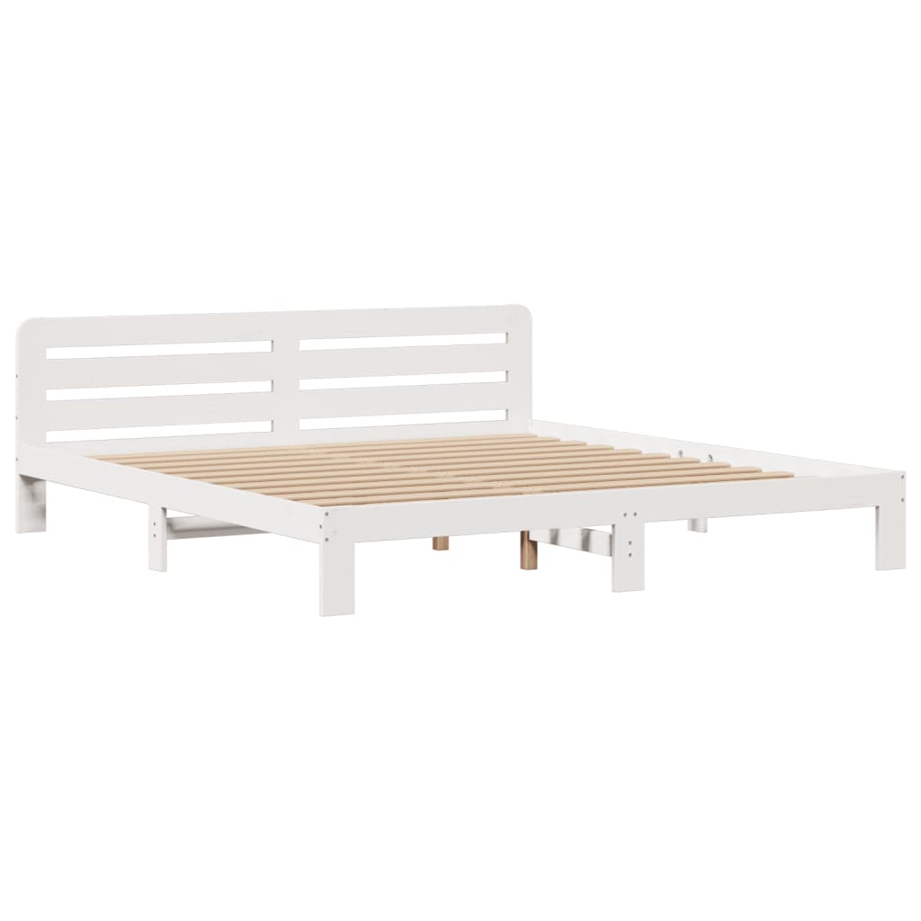 Lit bibliothèque sans matelas blanc 180x200 cm bois pin massif - XIOS