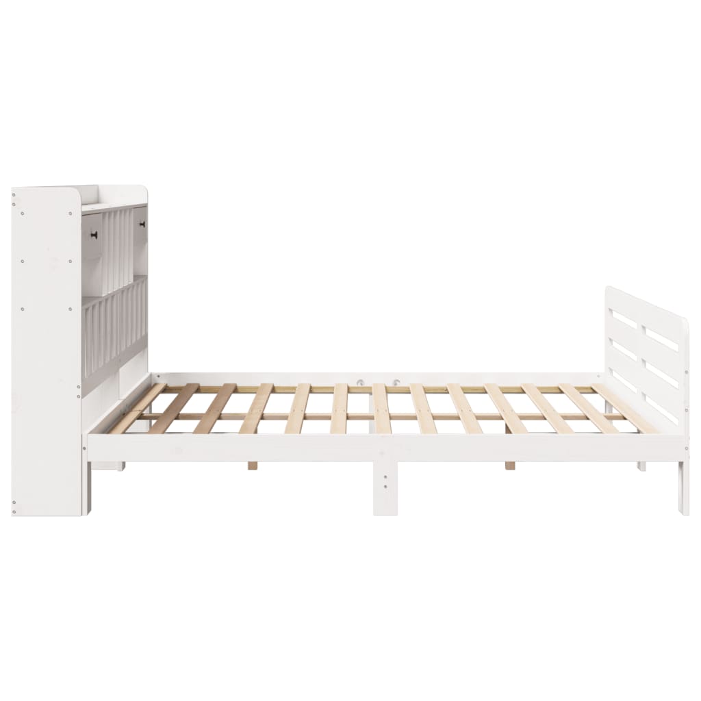 Lit bibliothèque sans matelas blanc 180x200 cm bois pin massif - XIOS