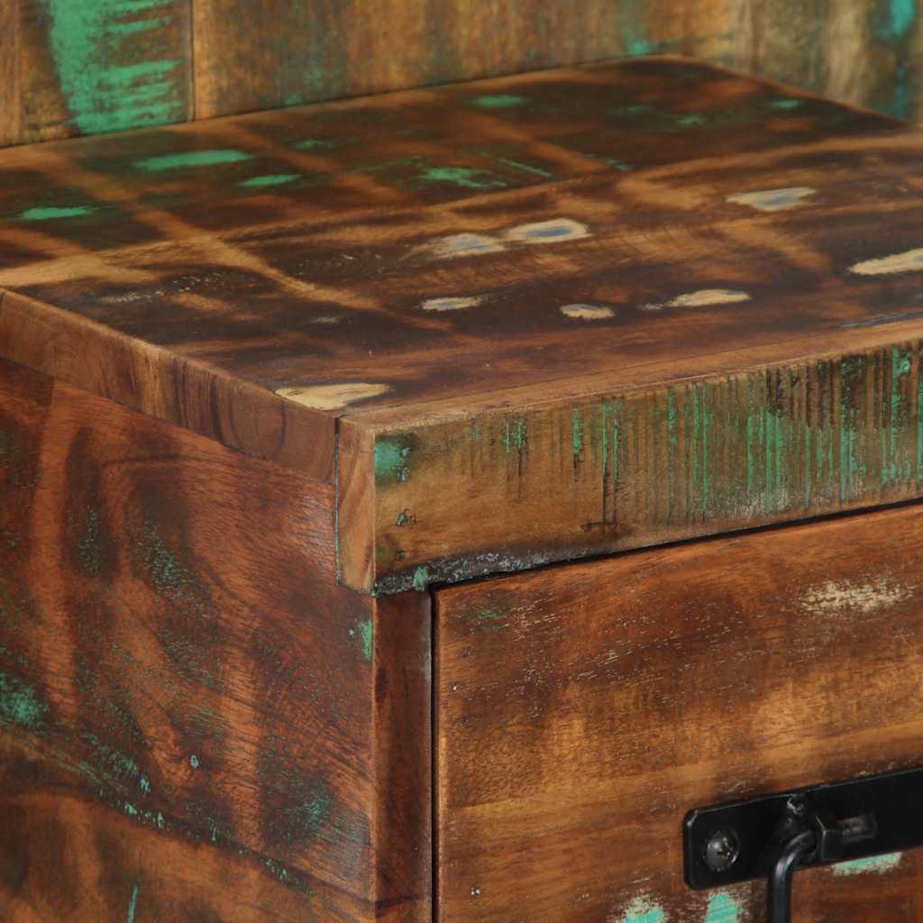 Table de chevet multicolore 60x32x80 cm bois de récupération - XIOS