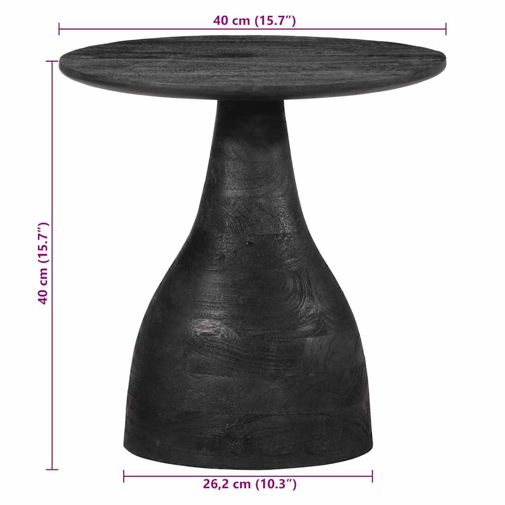 Table d'appoint noir Ø40x40 cm bois de manguier massif - XIOS