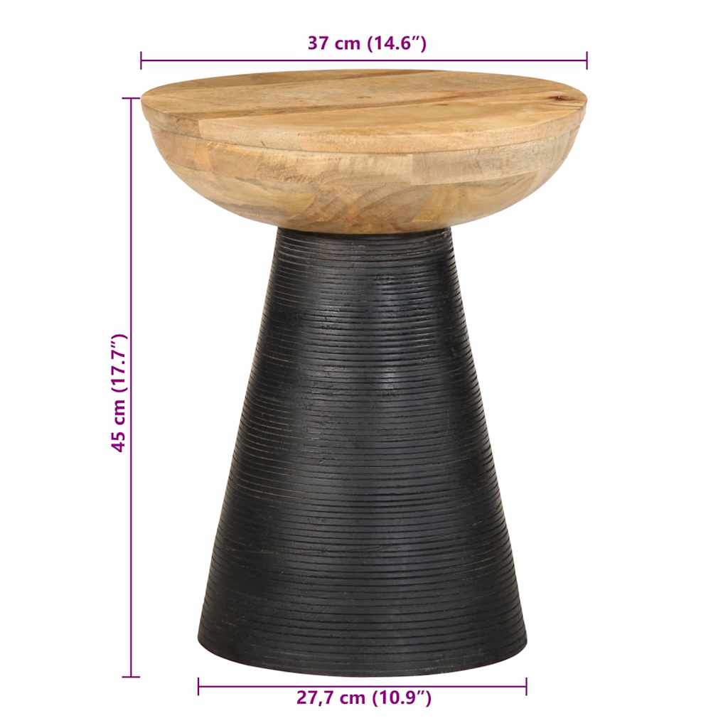 Table d'appoint noir Ø37x45 cm bois de manguier massif - XIOS