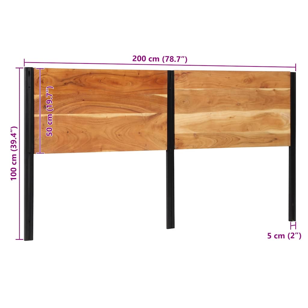 Tête de lit 200 cm bois massif d'acacia et fer - XIOS