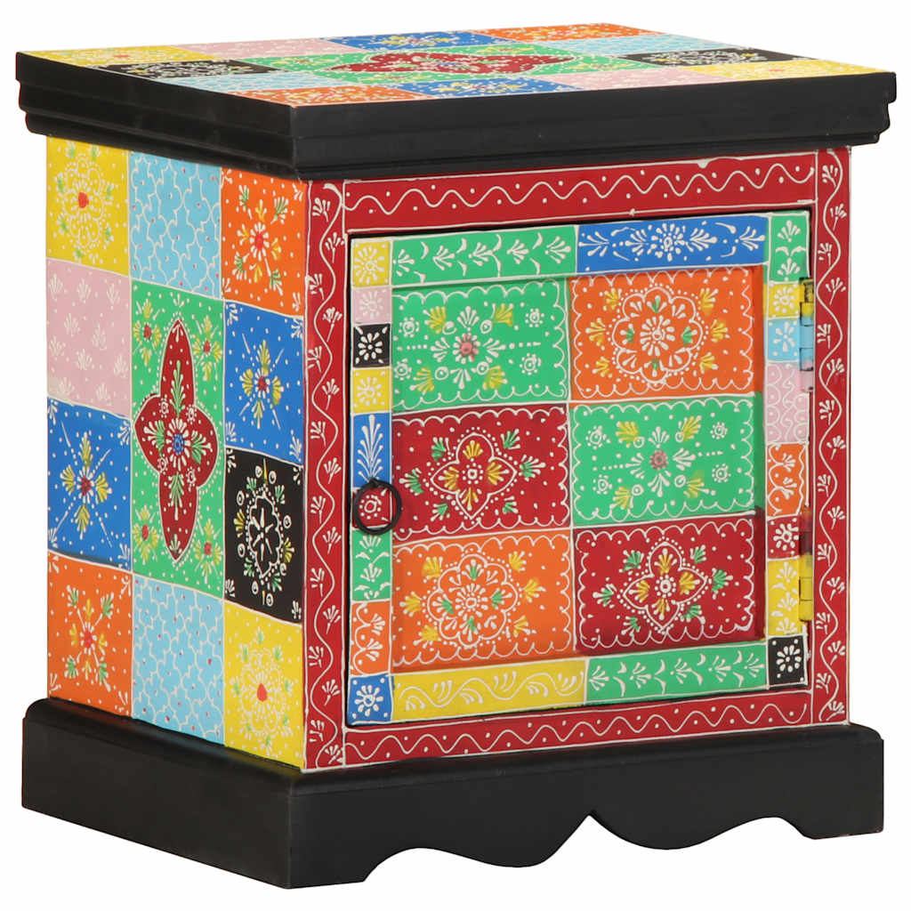 Table de chevet multicolore 40x35x45 cm bois de manguier solide - XIOS
