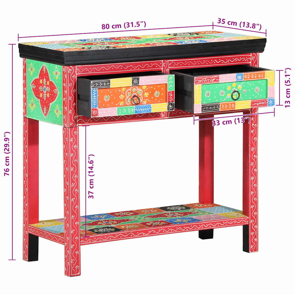 Table console Multicolore 80 x 35 x 76 cm Bois d'ingénierie - XIOS