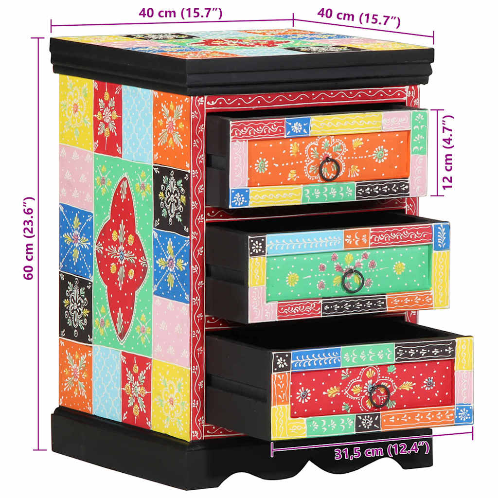Meuble de rangement vidaXL Multicolore 40x40x60 cm en bois de mangue massif