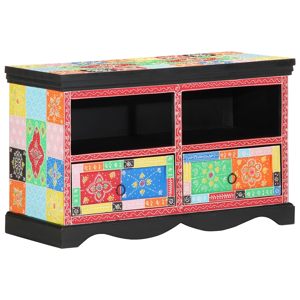 Meuble TV Multicolore 80 x 35 x 50 cm Bois de manguier massif - XIOS