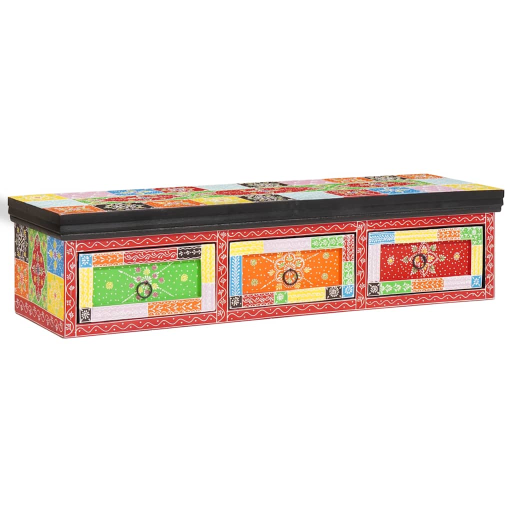 Meuble TV Multicolore 100 x 30 x 24 cm Bois de manguier massif - XIOS