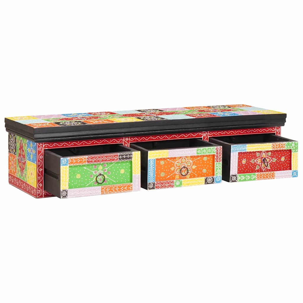 Meuble TV mural 100x30x24 cm Bois massif Mangue brut XIOS