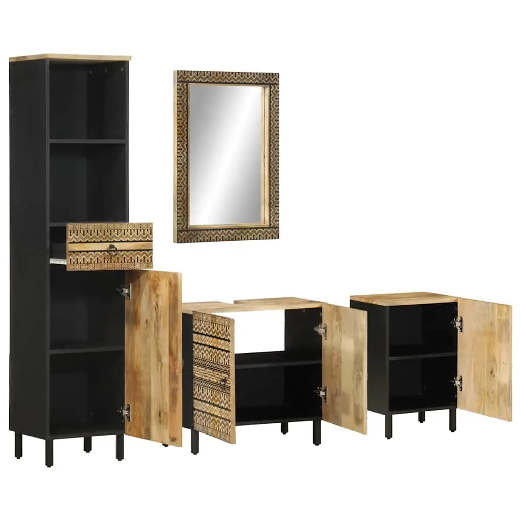 Ensemble de meubles de salle de bain 4 pcs bois manguier massif - XIOS