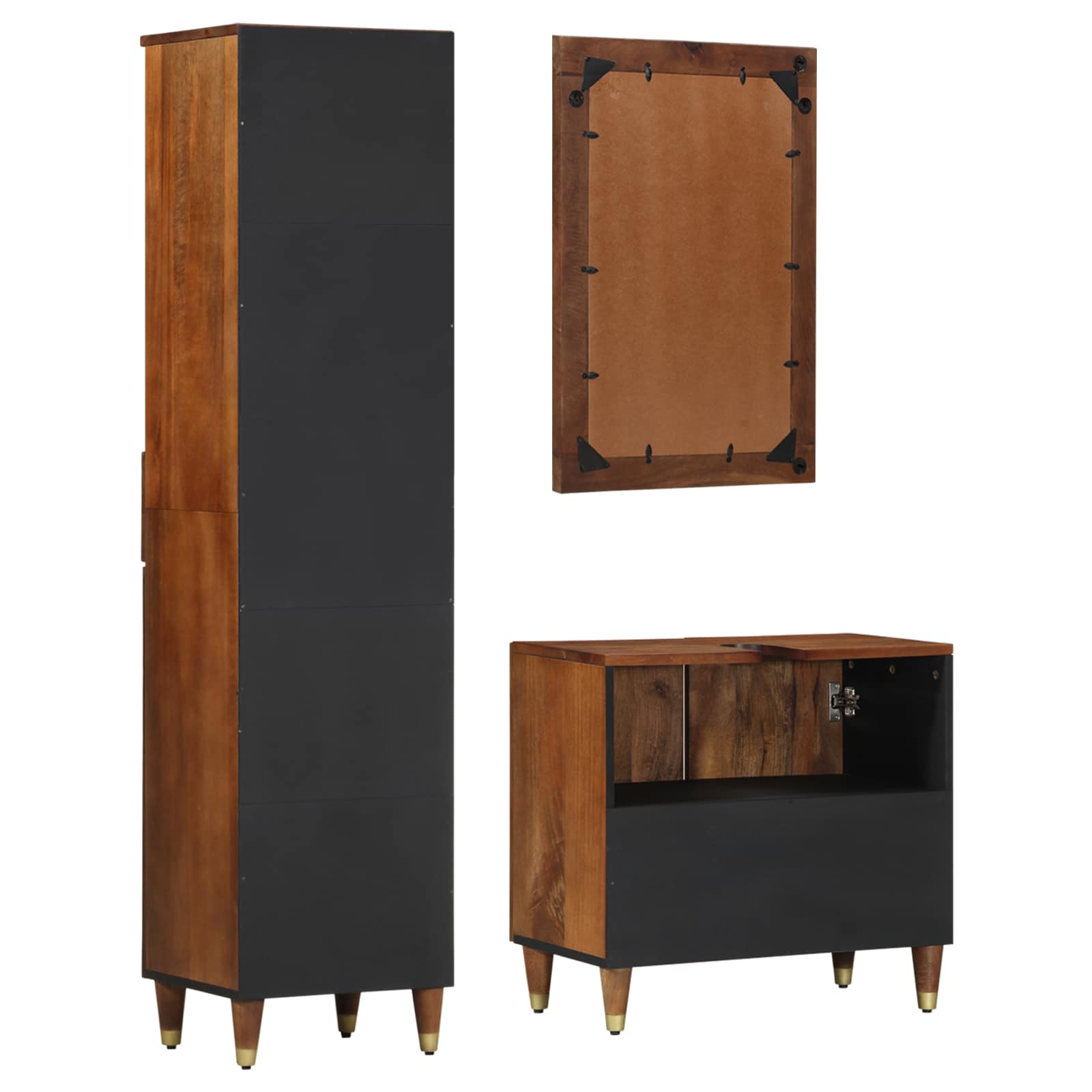 Ensemble de Meubles de Salle de Bain 3 pièces Marron miel
