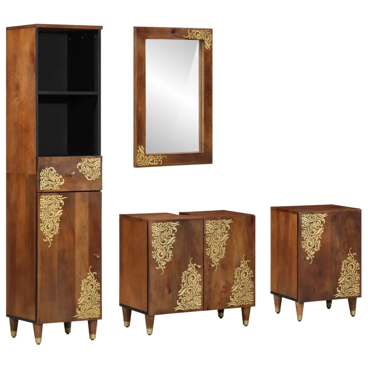 Ensemble de Meubles de Salle de Bain 4 pc Marron miel - XIOS