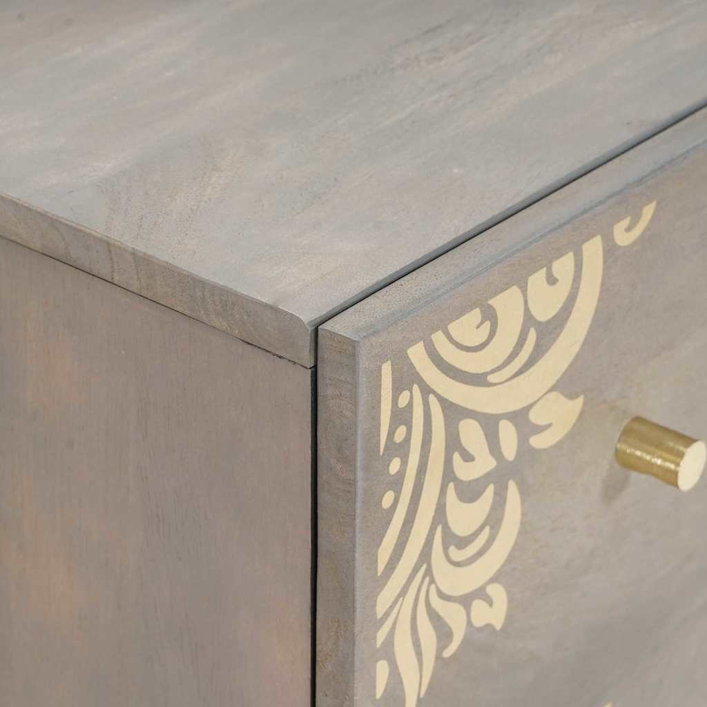 Ensemble de mobilier de salle de bain Floral 3 pcs Gris et or
