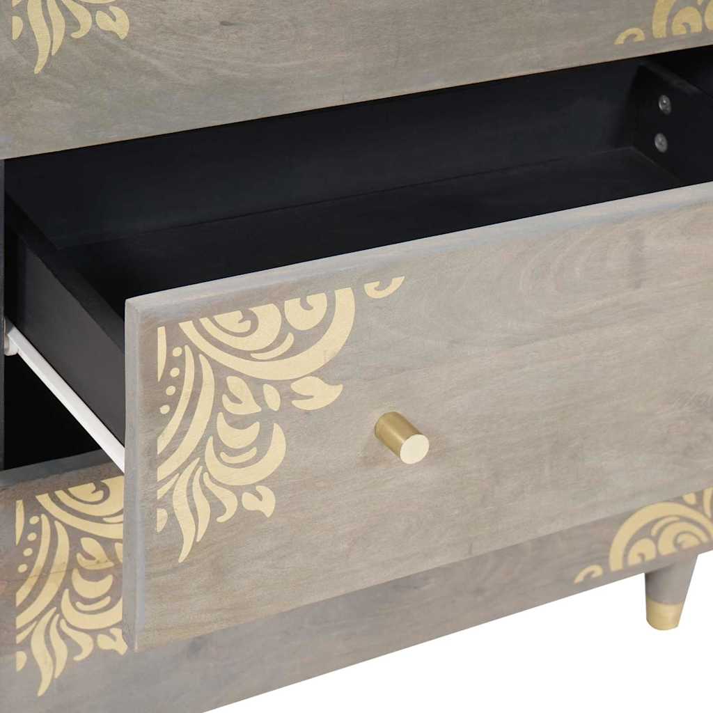 Ensemble de mobilier de salle de bain Floral 3 pcs Gris et or