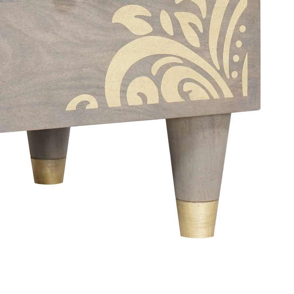 Ensemble de mobilier de salle de bain Floral 3 pcs Gris et or