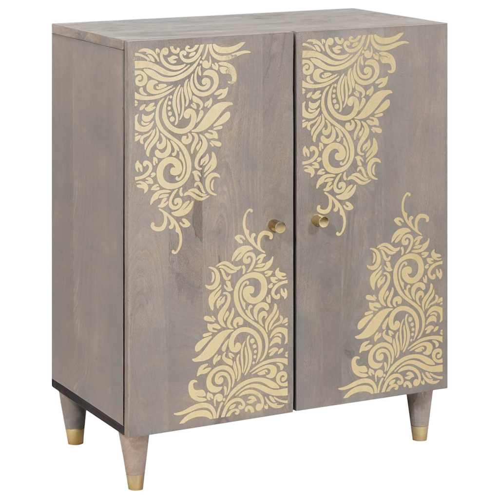 Ensemble de mobilier de salle de bain Floral 3 pcs Gris et or