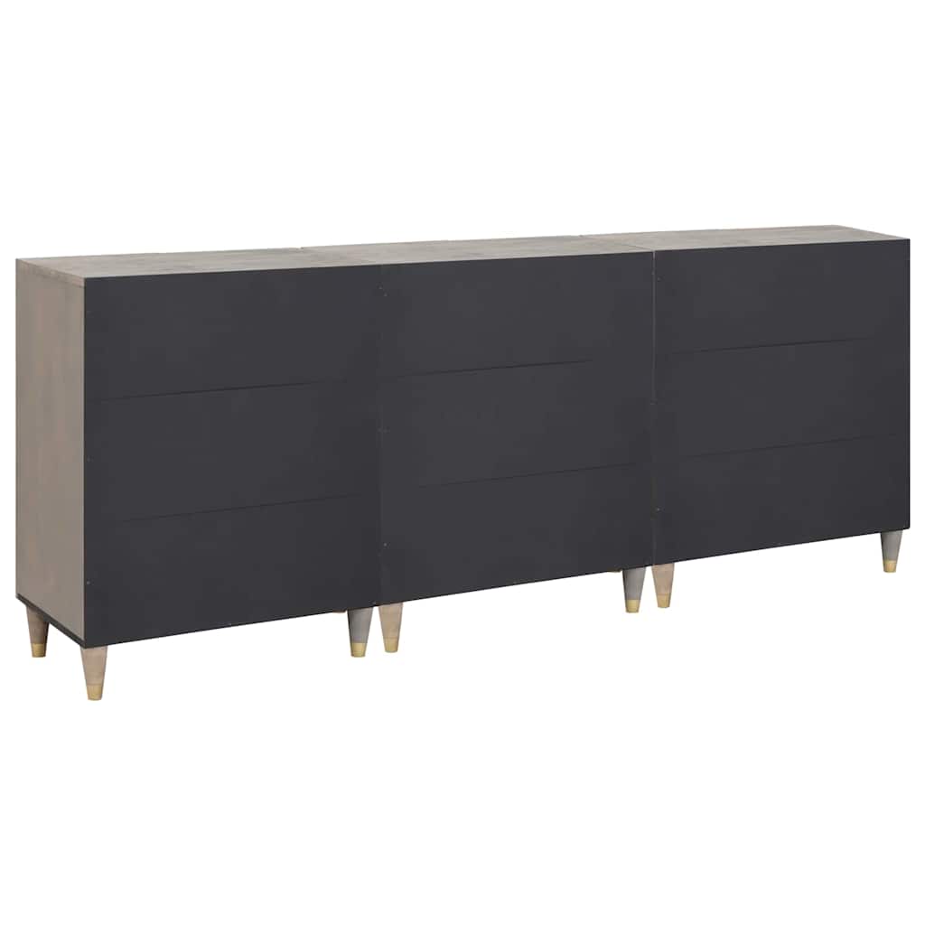 Ensemble de mobilier de salle de bain Floral 3 pcs Gris et or
