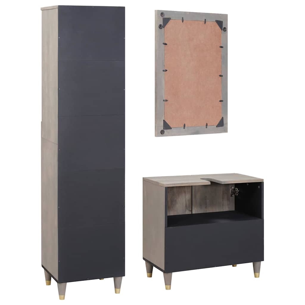 Ensemble de Meubles de Salle de Bain 3 pièces Gris