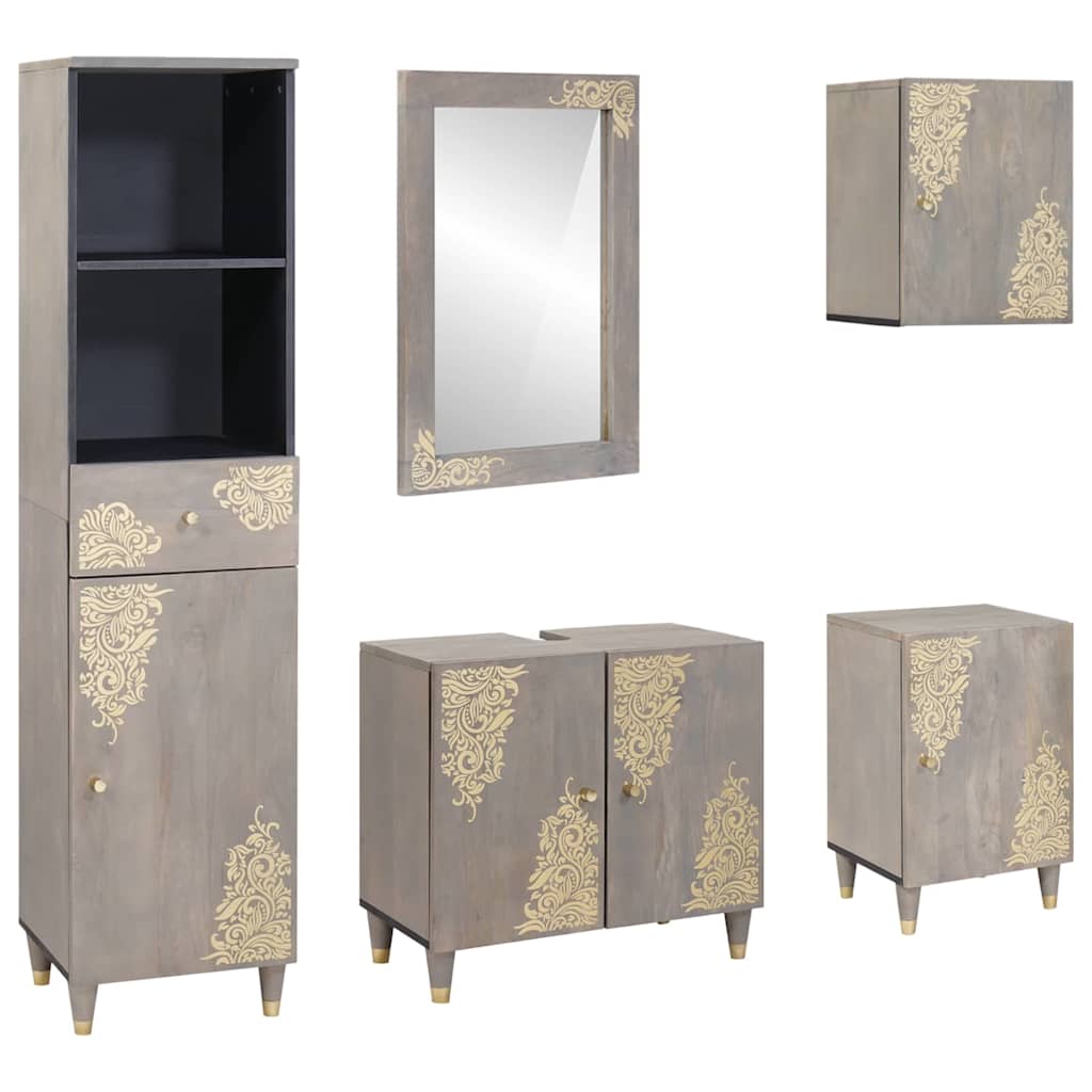 Ensemble de Meubles de Salle de Bain 5 pc Gris 62 x 33 x 58 cm