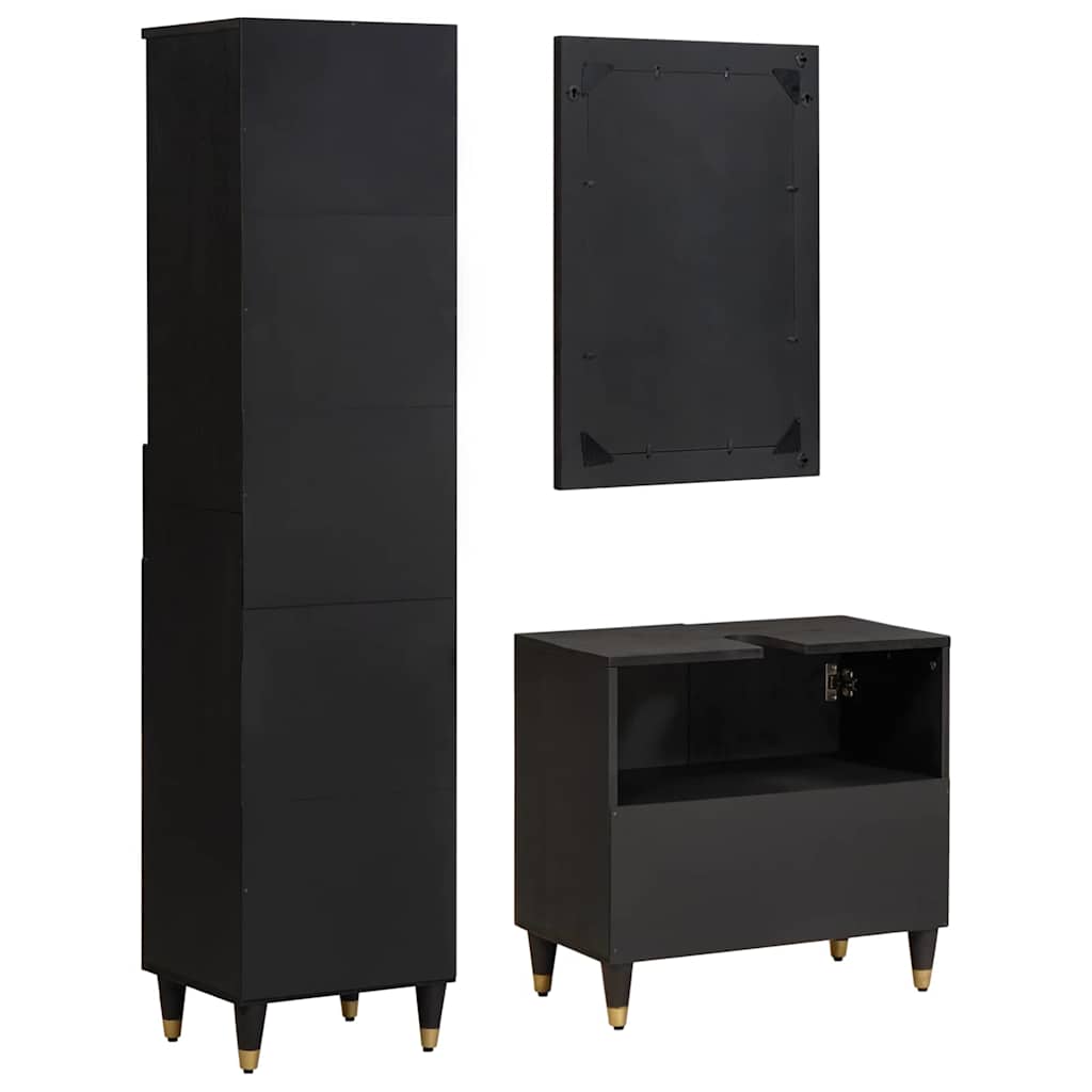 Ensemble de Meubles de Salle de Bain 3 pièces Noir