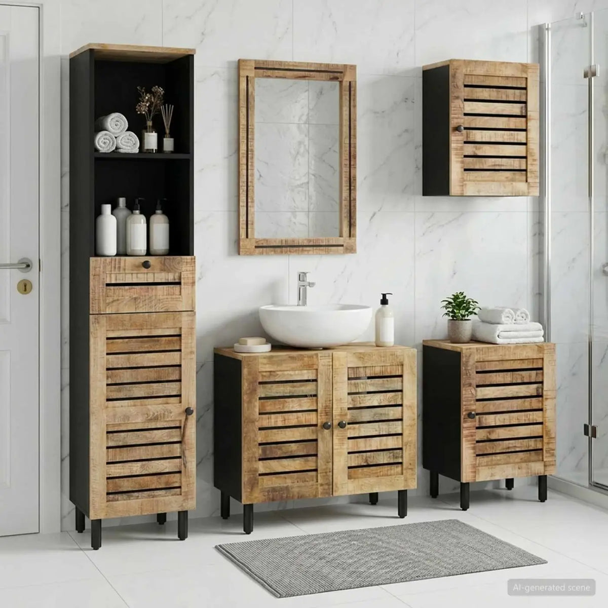 Ensemble de Meubles de Salle de Bain 5 pc Naturel - XIOS