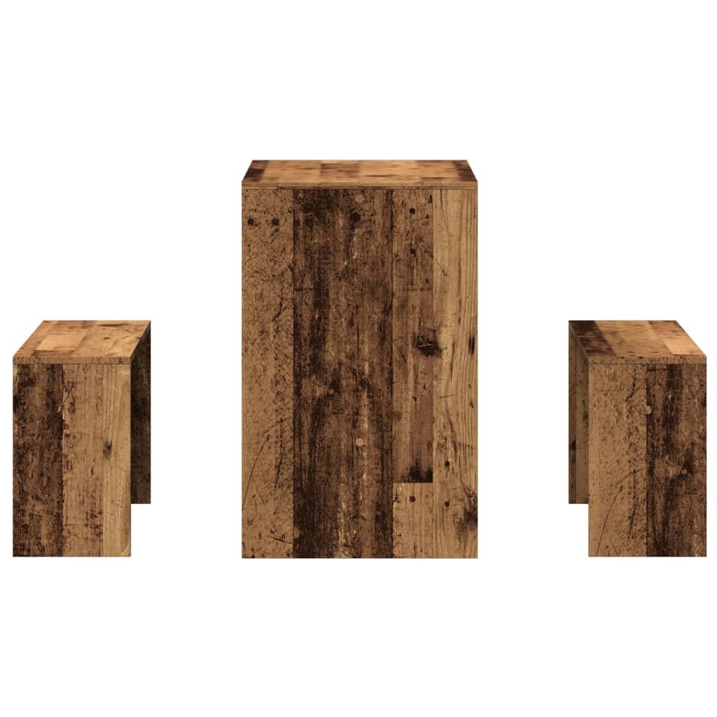 Ensemble table à manger et bancs 3 pcs bois d'ingénierie