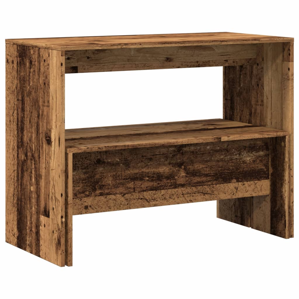 Ensemble table à manger et bancs 3 pcs bois d'ingénierie
