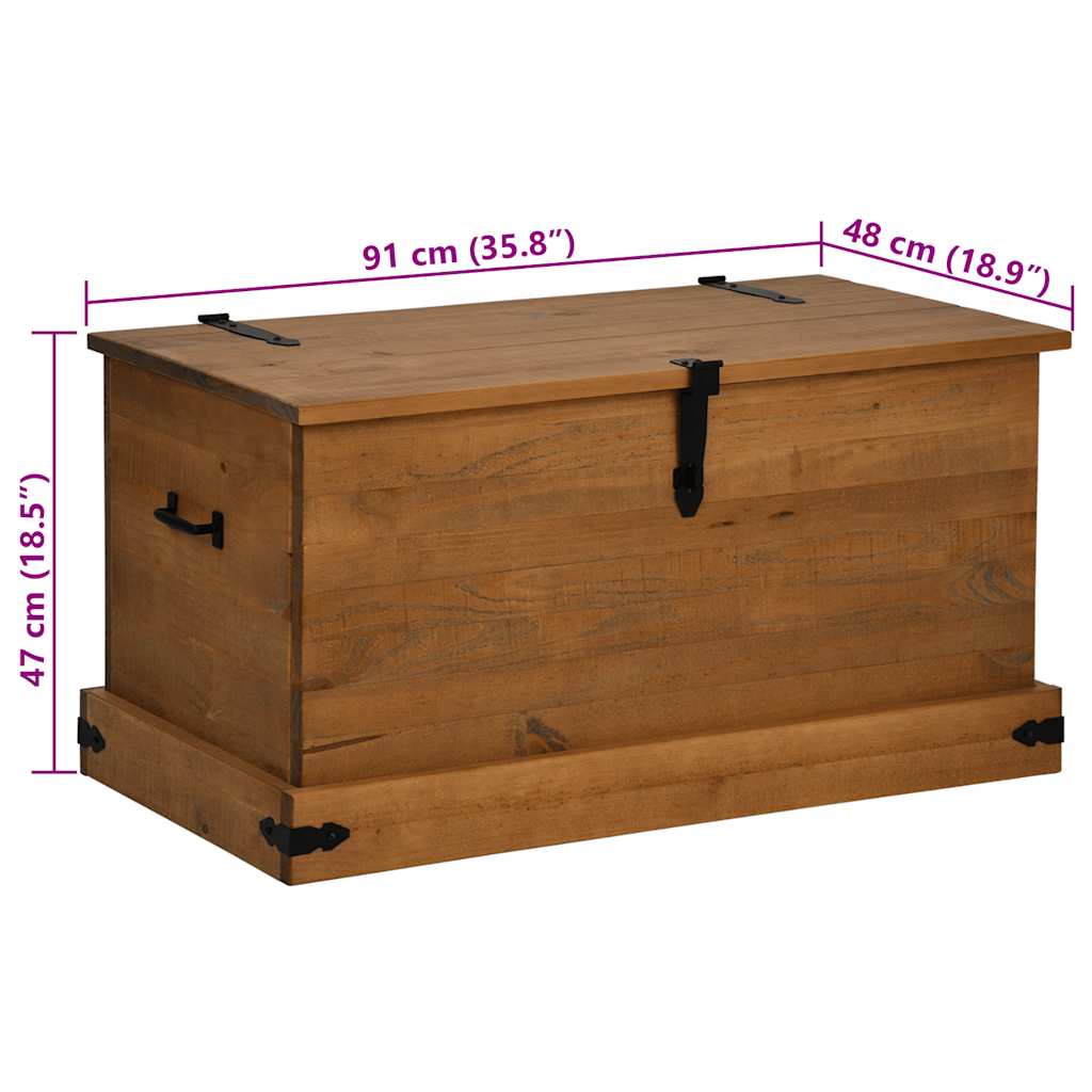 Coffre de rangement HALDEN 91x48x47 cm bois massif pin - XIOS
