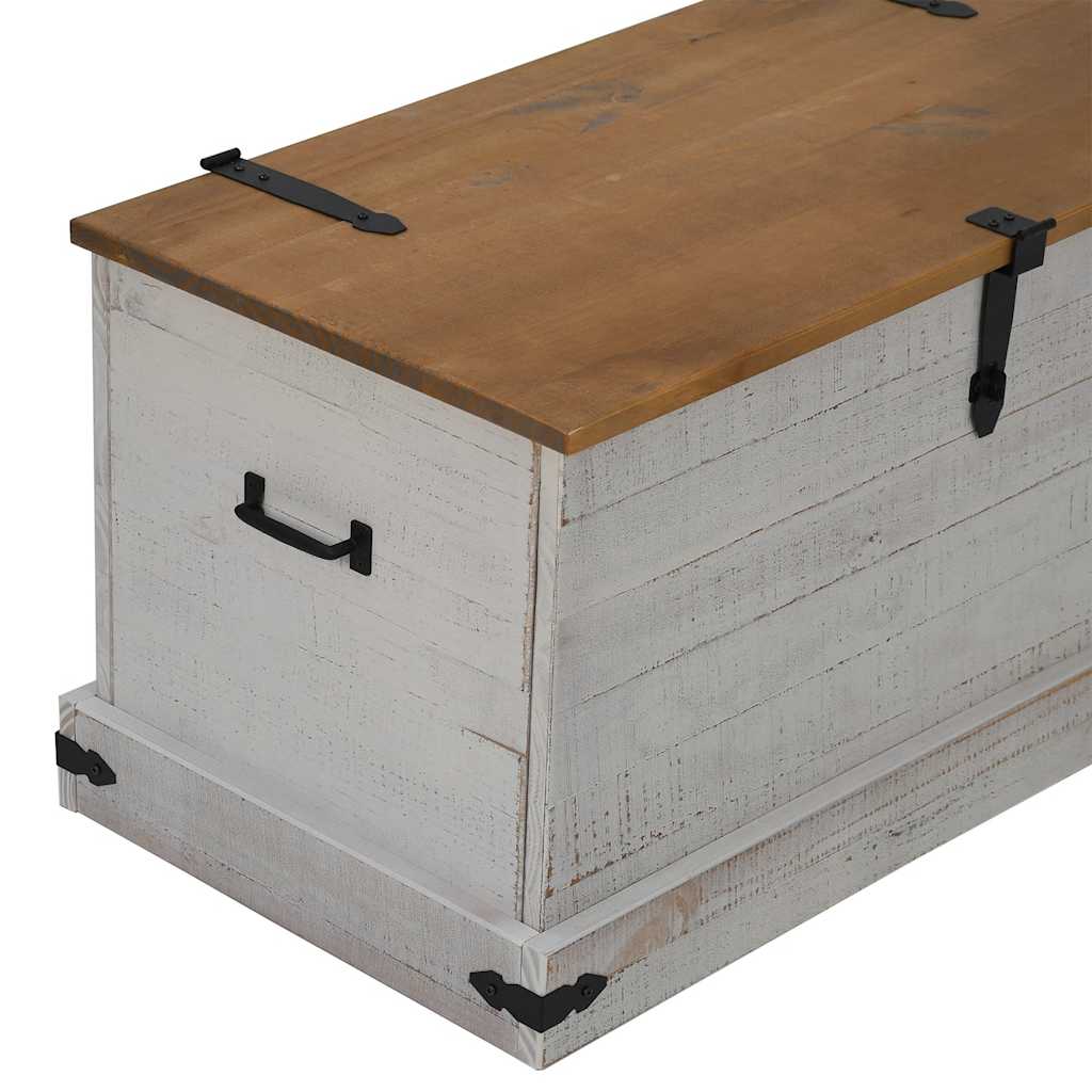 Coffre de rangement HALDEN blanc 91x48x47 cm bois massif pin - XIOS