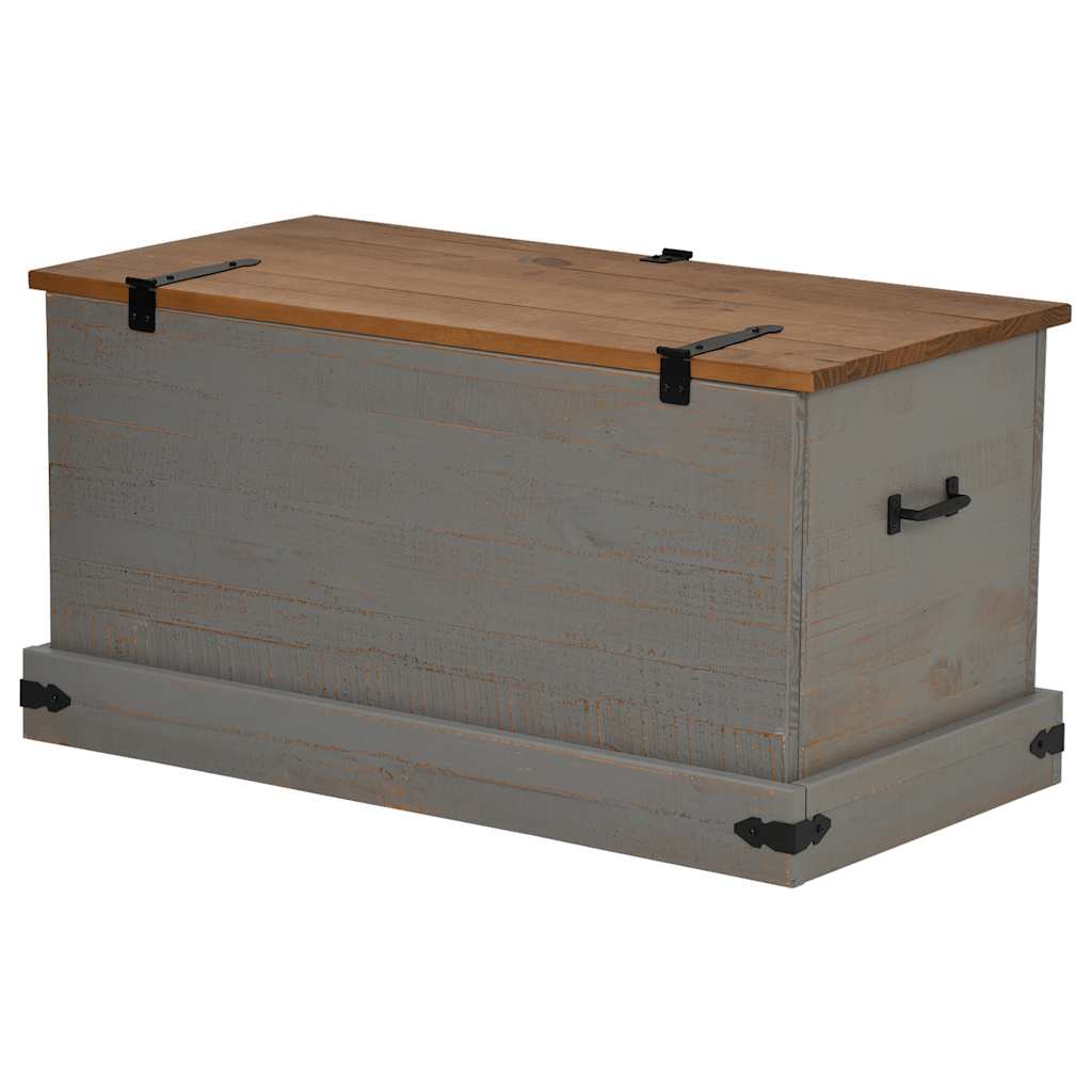 Coffre de rangement HALDEN gris 91x48x47 cm bois massif pin - XIOS