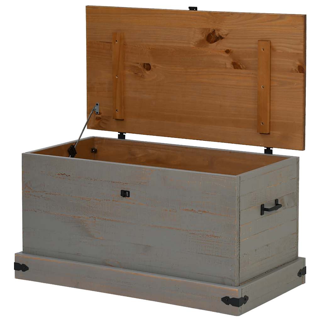 Coffre de rangement HALDEN gris 91x48x47 cm bois massif pin - XIOS
