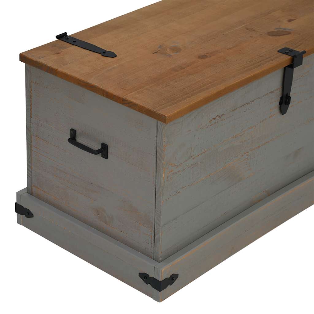 Coffre de rangement HALDEN gris 91x48x47 cm bois massif pin - XIOS