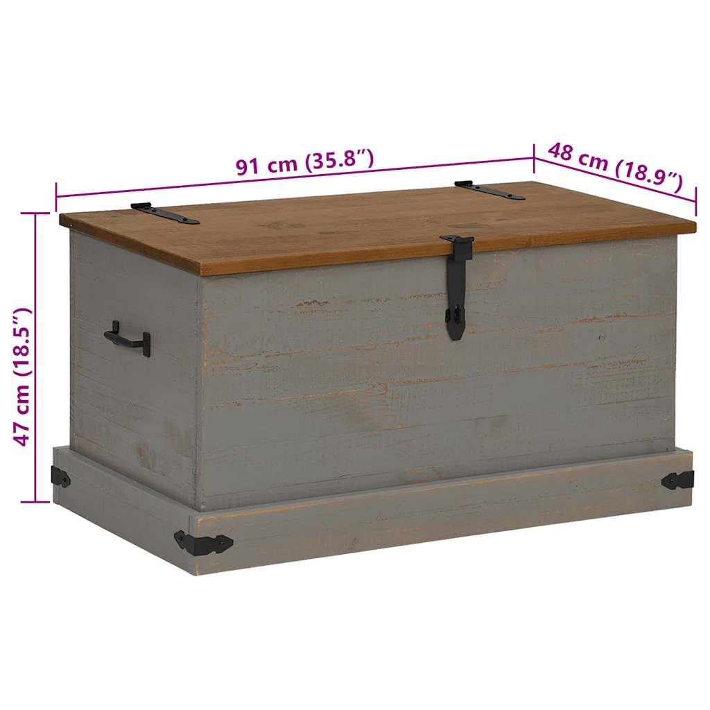Coffre de rangement HALDEN gris 91x48x47 cm bois massif pin - XIOS