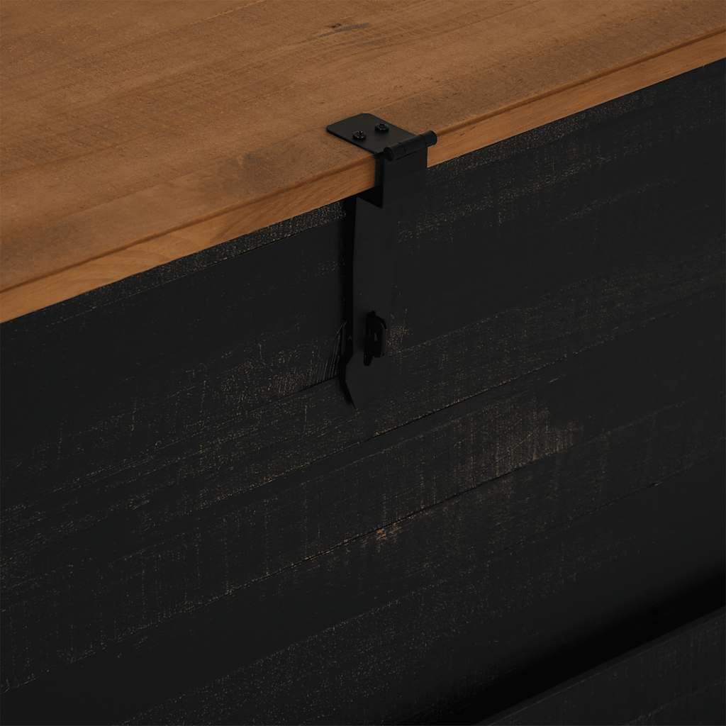 Coffre de rangement HALDEN noir 91x48x47 cm bois massif pin - XIOS