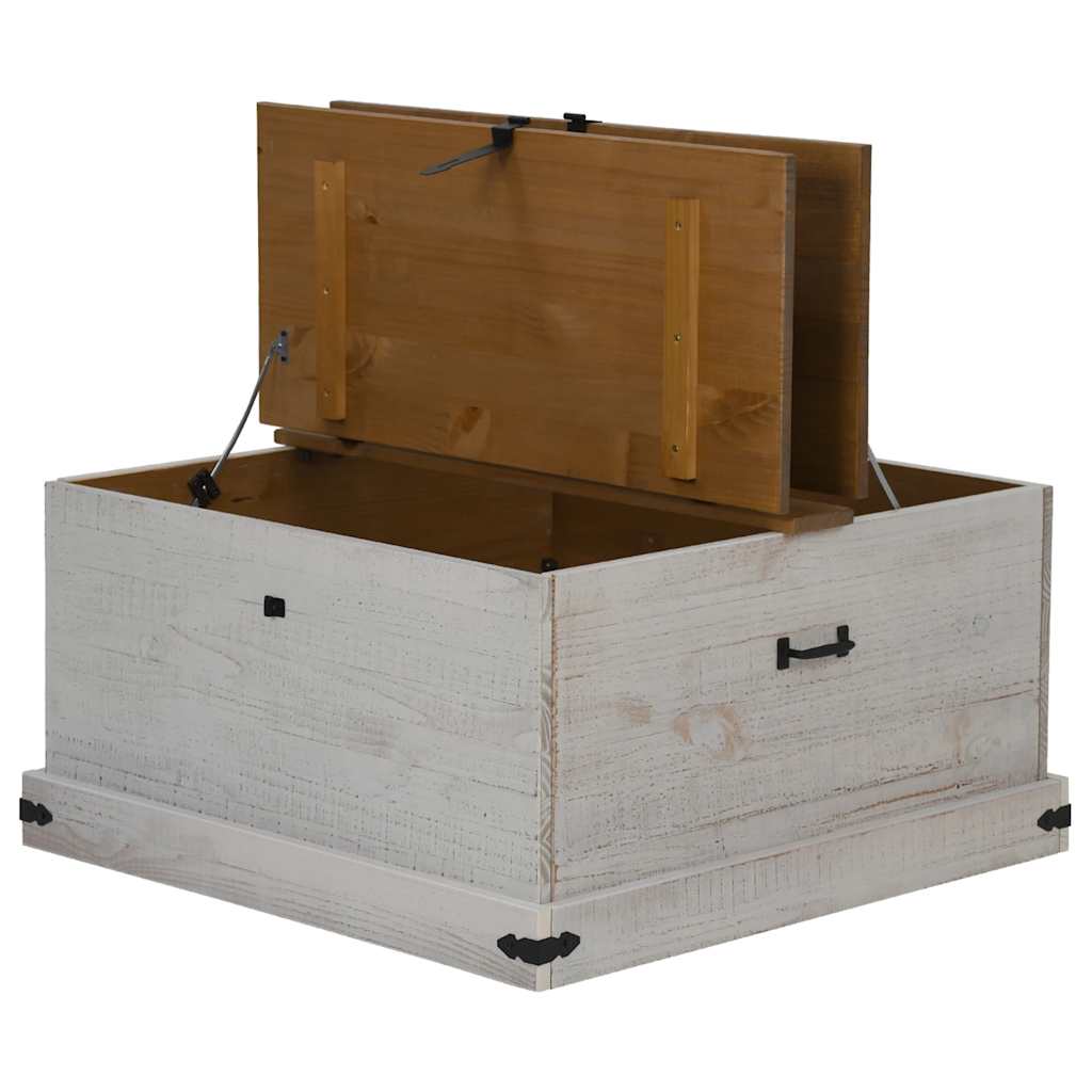 Coffre de rangement HALDEN blanc 91x91x47 cm bois massif pin - XIOS
