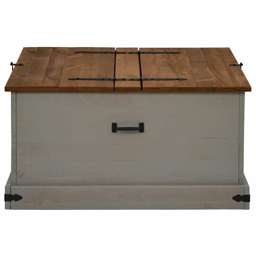 Coffre de rangement HALDEN gris 91x91x47 cm bois massif pin - XIOS