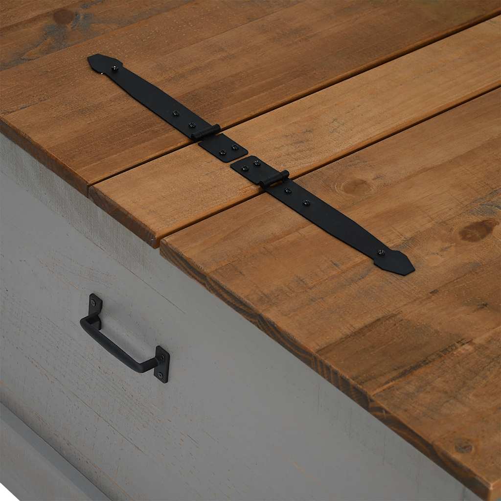 Coffre de rangement HALDEN gris 91x91x47 cm bois massif pin - XIOS