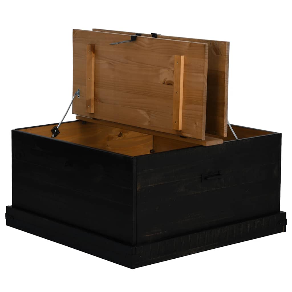 Coffre de rangement HALDEN noir 91x91x47 cm bois massif pin - XIOS